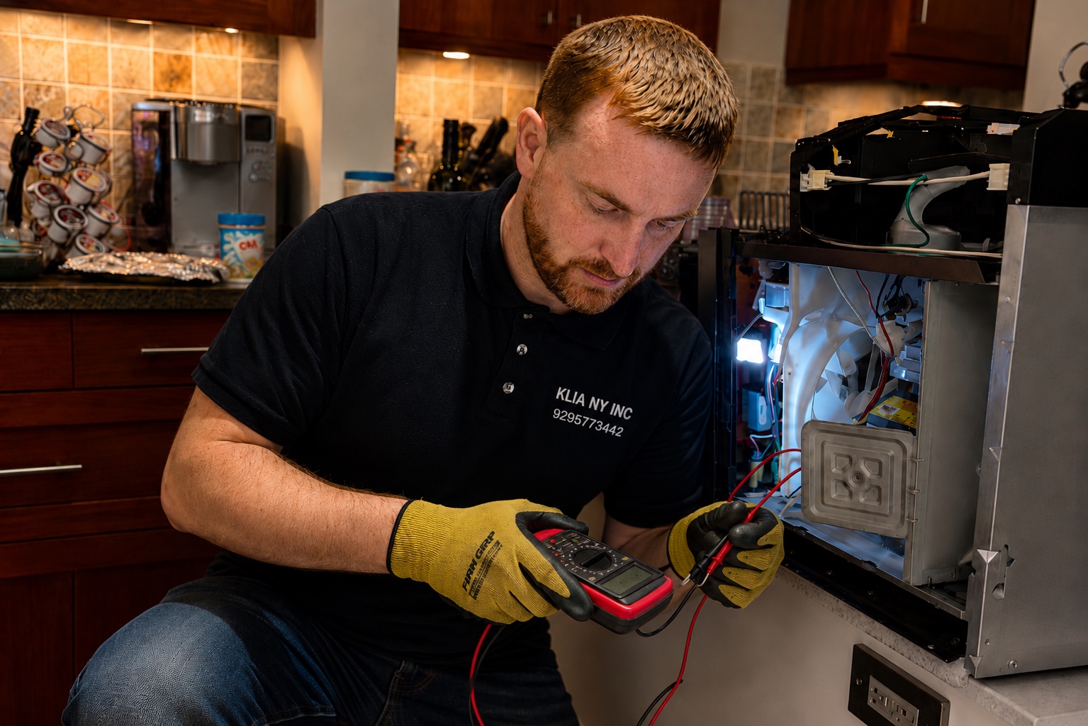 KLIA NY technician performing appliance diagnostics